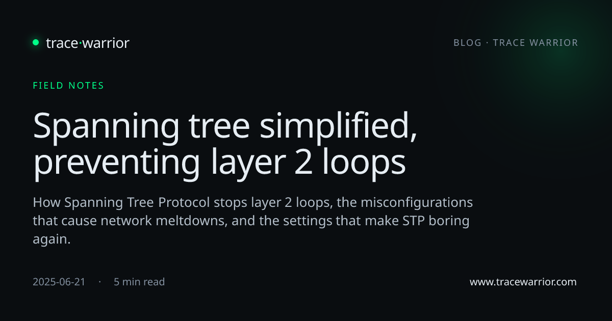 Spanning Tree Simplified: Stop L2 Loops · Trace Warrior